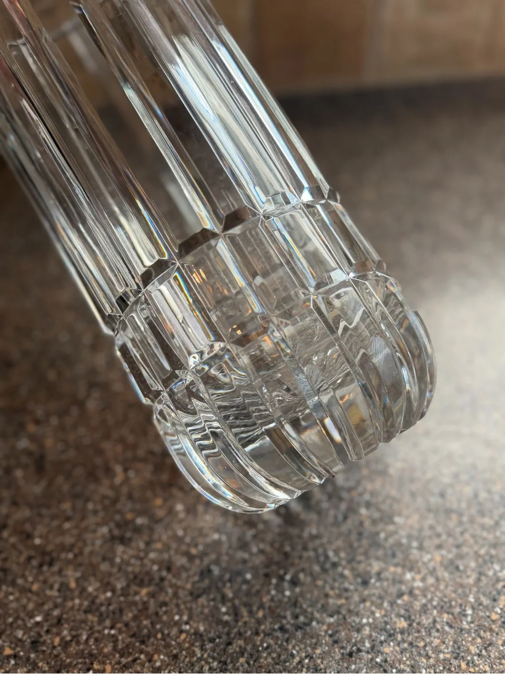 Tall Cut Crystal Glass Vase Starburst Base 12” Heavy Statement Vase